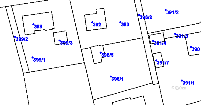Parcela st. 396/5 v KÚ Ostašov u Liberce, Katastrální mapa