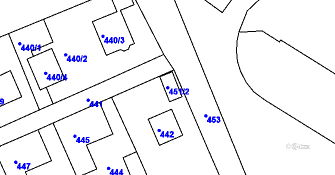 Parcela st. 451/2 v KÚ Ostašov u Liberce, Katastrální mapa