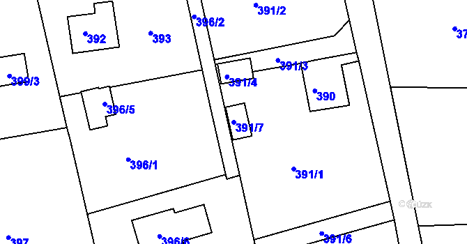 Parcela st. 391/7 v KÚ Ostašov u Liberce, Katastrální mapa