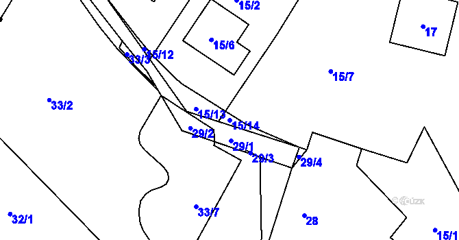Parcela st. 15/14 v KÚ Ostašov u Liberce, Katastrální mapa