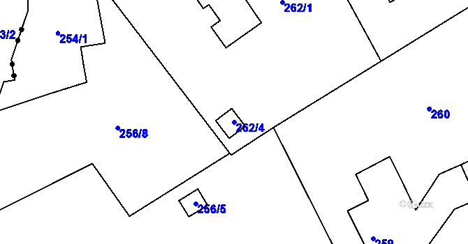 Parcela st. 262/4 v KÚ Ostašov u Liberce, Katastrální mapa