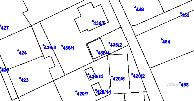 Parcela st. 436/4 v KÚ Ostašov u Liberce, Katastrální mapa