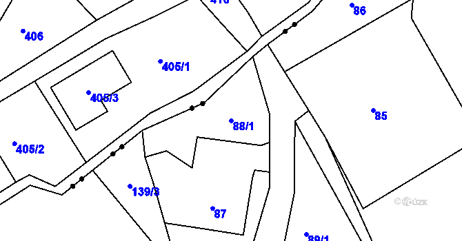 Parcela st. 88/1 v KÚ Ostašov u Liberce, Katastrální mapa