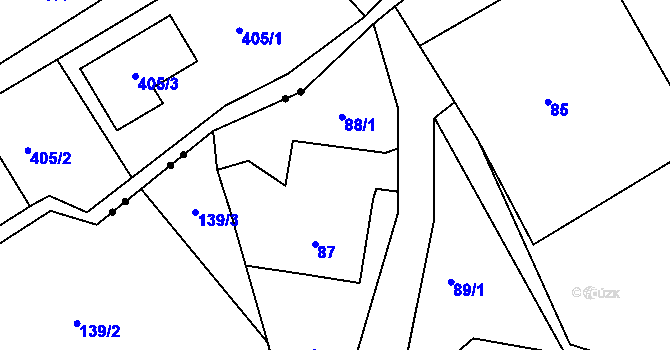 Parcela st. 88/3 v KÚ Ostašov u Liberce, Katastrální mapa