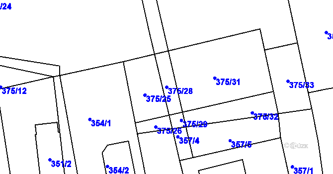 Parcela st. 375/28 v KÚ Ostašov u Liberce, Katastrální mapa