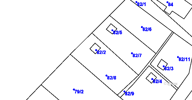 Parcela st. 82/2 v KÚ Horní Suchá u Liberce, Katastrální mapa