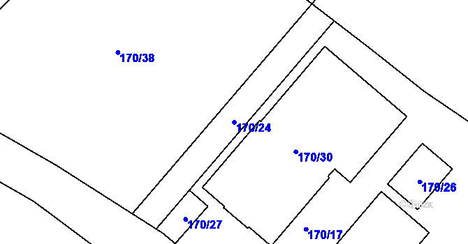 Parcela st. 170/24 v KÚ Horní Suchá u Liberce, Katastrální mapa