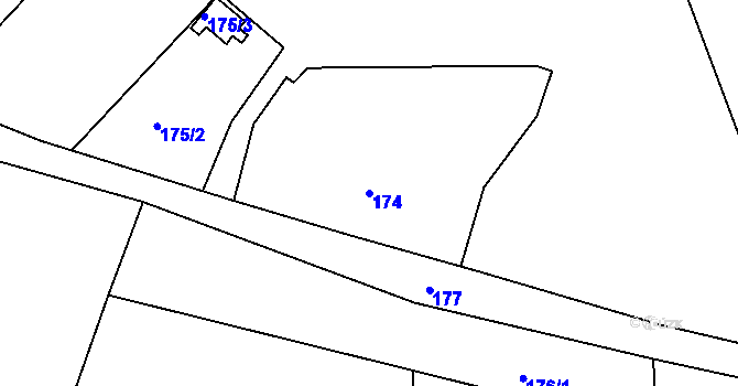 Parcela st. 174 v KÚ Horní Suchá u Liberce, Katastrální mapa
