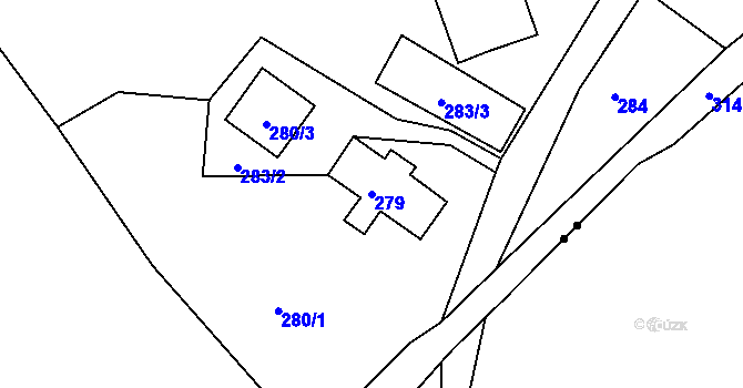 Parcela st. 279 v KÚ Horní Suchá u Liberce, Katastrální mapa