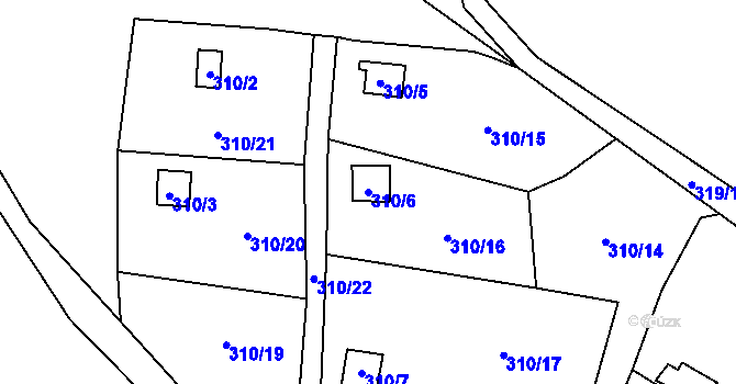 Parcela st. 310/6 v KÚ Horní Suchá u Liberce, Katastrální mapa