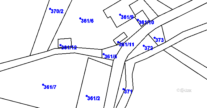 Parcela st. 361/5 v KÚ Horní Suchá u Liberce, Katastrální mapa