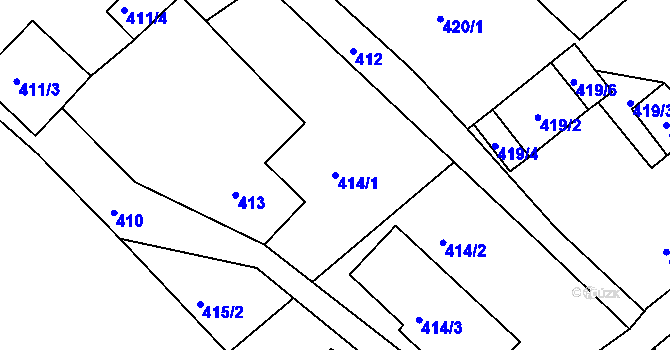 Parcela st. 414/1 v KÚ Horní Suchá u Liberce, Katastrální mapa