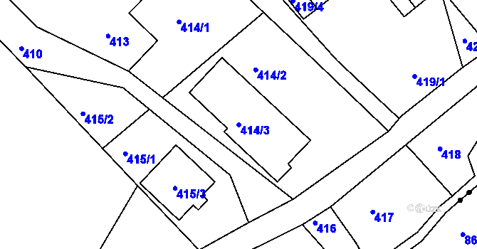 Parcela st. 414/3 v KÚ Horní Suchá u Liberce, Katastrální mapa