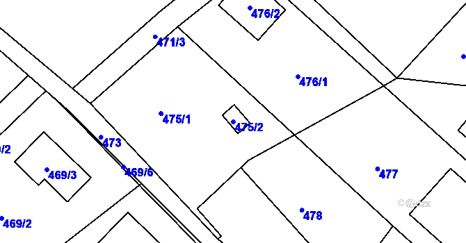 Parcela st. 475/2 v KÚ Horní Suchá u Liberce, Katastrální mapa