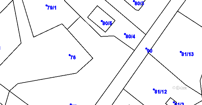 Parcela st. 80/1 v KÚ Horní Suchá u Liberce, Katastrální mapa