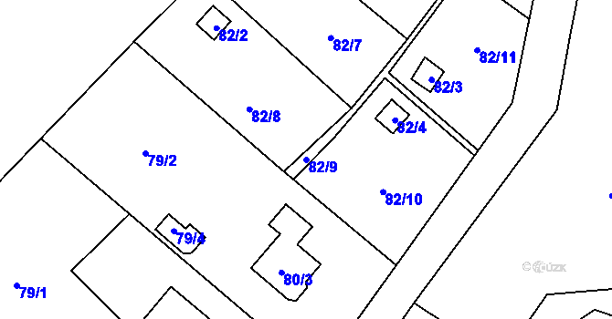 Parcela st. 82/9 v KÚ Horní Suchá u Liberce, Katastrální mapa