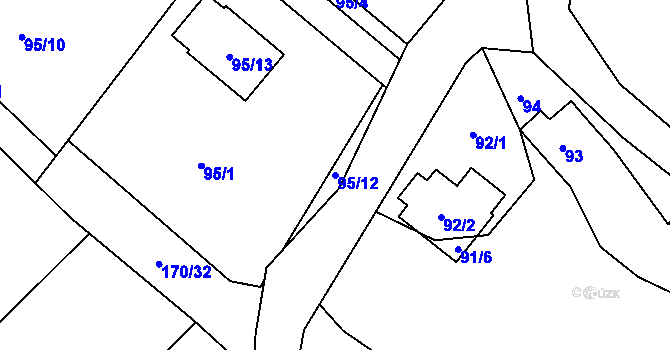 Parcela st. 95/12 v KÚ Horní Suchá u Liberce, Katastrální mapa