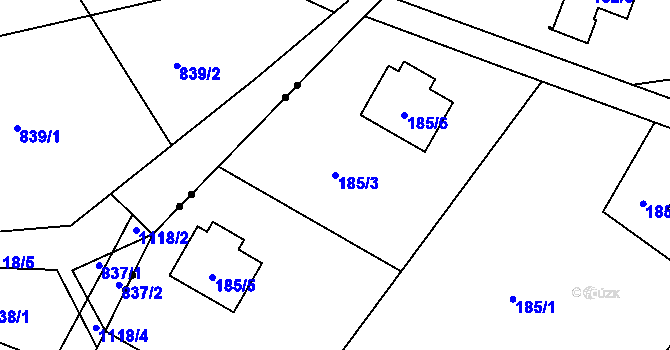 Parcela st. 185/3 v KÚ Horní Suchá u Liberce, Katastrální mapa