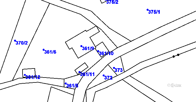 Parcela st. 361/10 v KÚ Horní Suchá u Liberce, Katastrální mapa