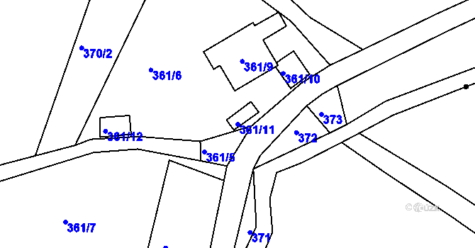 Parcela st. 361/11 v KÚ Horní Suchá u Liberce, Katastrální mapa