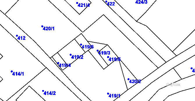 Parcela st. 419/3 v KÚ Horní Suchá u Liberce, Katastrální mapa