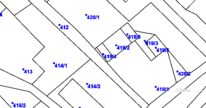 Parcela st. 419/4 v KÚ Horní Suchá u Liberce, Katastrální mapa