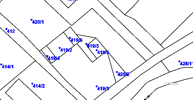 Parcela st. 419/5 v KÚ Horní Suchá u Liberce, Katastrální mapa