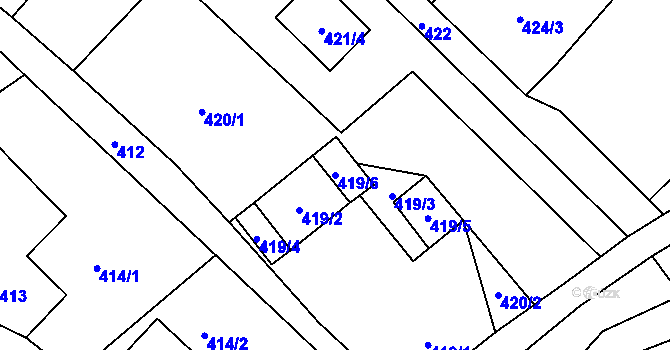 Parcela st. 419/6 v KÚ Horní Suchá u Liberce, Katastrální mapa