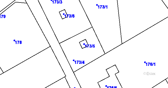 Parcela st. 173/5 v KÚ Karlinky, Katastrální mapa