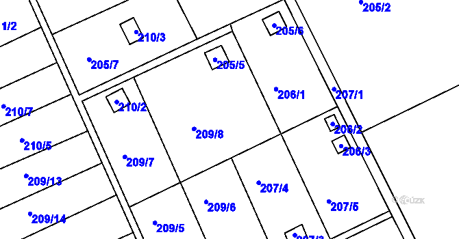 Parcela st. 206/4 v KÚ Karlinky, Katastrální mapa