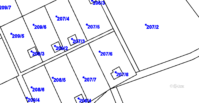 Parcela st. 207/6 v KÚ Karlinky, Katastrální mapa