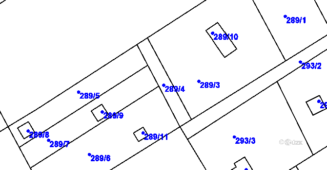 Parcela st. 289/4 v KÚ Karlinky, Katastrální mapa