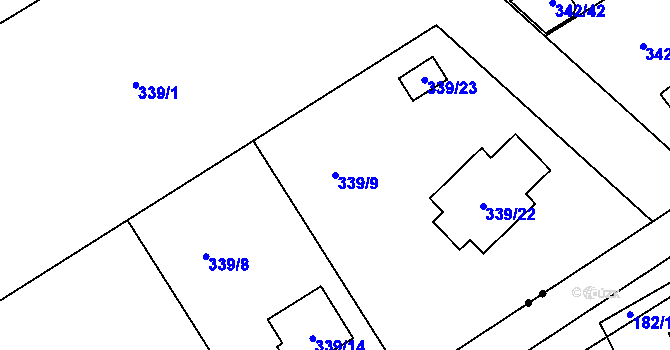 Parcela st. 339/9 v KÚ Karlinky, Katastrální mapa
