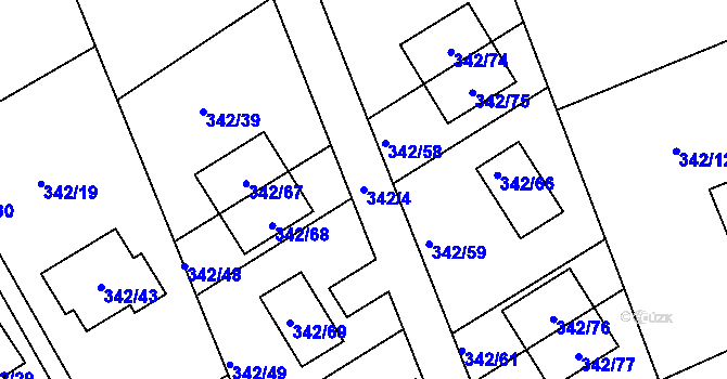 Parcela st. 342/4 v KÚ Karlinky, Katastrální mapa