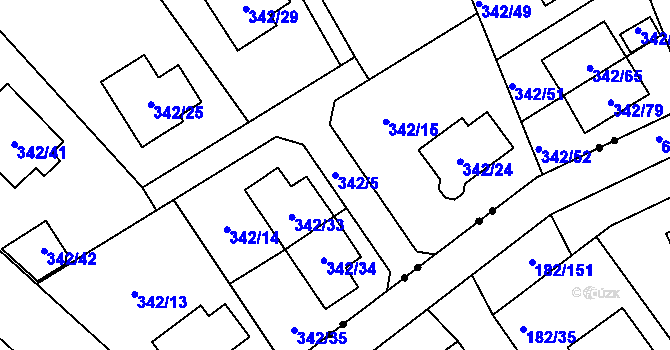 Parcela st. 342/5 v KÚ Karlinky, Katastrální mapa
