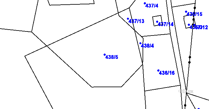 Parcela st. 438/5 v KÚ Karlinky, Katastrální mapa