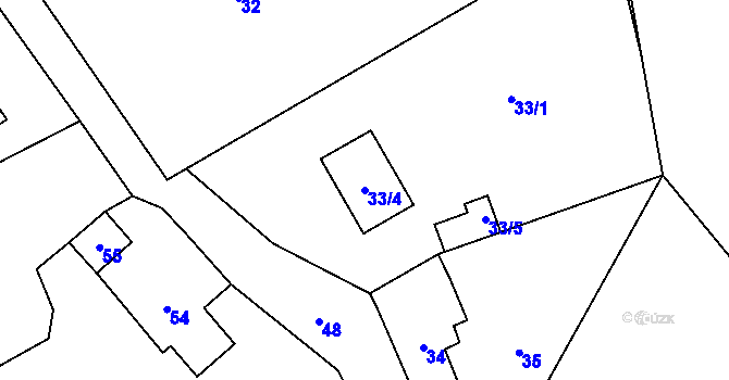 Parcela st. 33/4 v KÚ Karlinky, Katastrální mapa