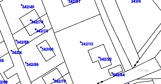 Parcela st. 342/12 v KÚ Karlinky, Katastrální mapa
