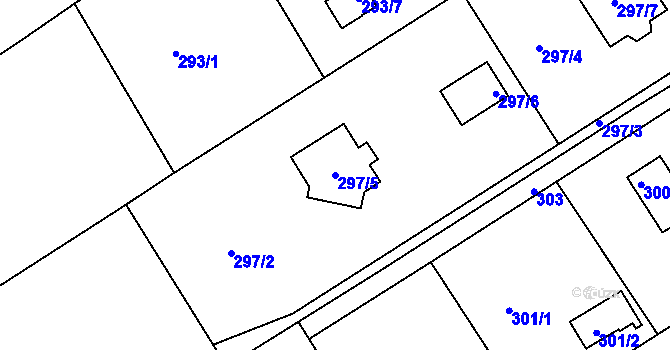 Parcela st. 297/5 v KÚ Karlinky, Katastrální mapa