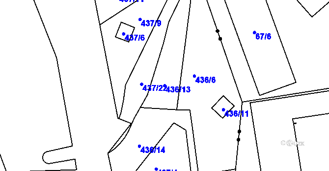 Parcela st. 436/13 v KÚ Karlinky, Katastrální mapa