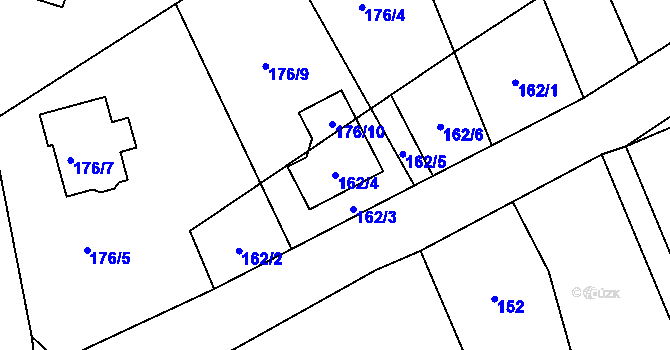 Parcela st. 162/4 v KÚ Karlinky, Katastrální mapa