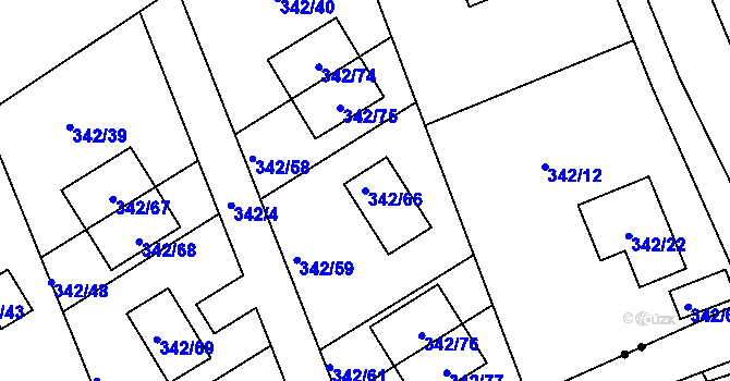Parcela st. 342/66 v KÚ Karlinky, Katastrální mapa