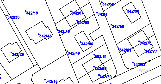 Parcela st. 342/69 v KÚ Karlinky, Katastrální mapa