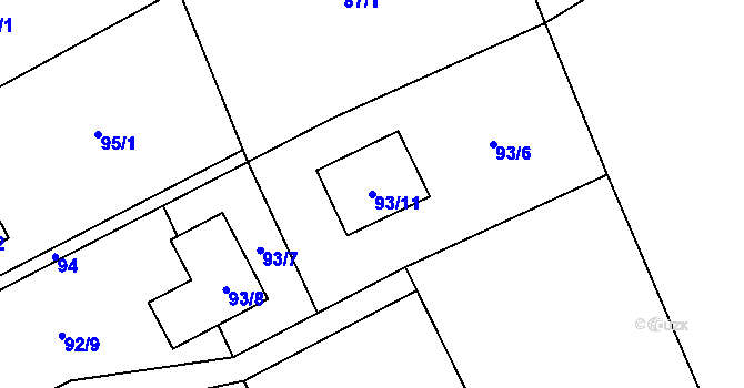 Parcela st. 93/11 v KÚ Karlinky, Katastrální mapa