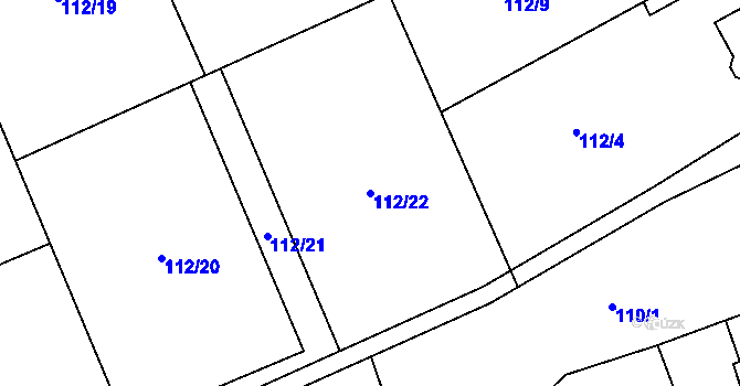 Parcela st. 112/22 v KÚ Karlinky, Katastrální mapa