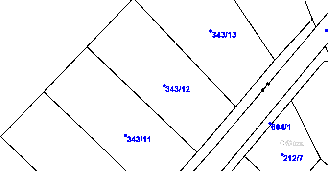 Parcela st. 343/12 v KÚ Karlinky, Katastrální mapa