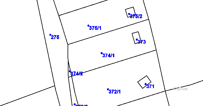 Parcela st. 374/1 v KÚ Karlinky, Katastrální mapa