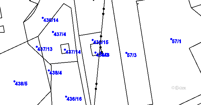 Parcela st. 443 v KÚ Karlinky, Katastrální mapa