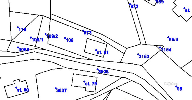 Parcela st. 91 v KÚ Liberk, Katastrální mapa