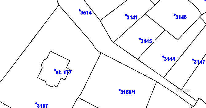 Parcela st. 161/4 v KÚ Liberk, Katastrální mapa